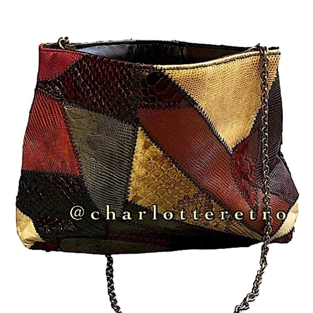 Vtg Caprice Original Patchwork Leather Clutch W C… - image 5
